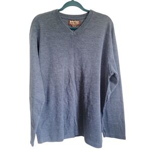 Marlboro Originals‎ 2X Men's V-Neck Sweater Pullover LS Vintage Cotton Blnd Blue